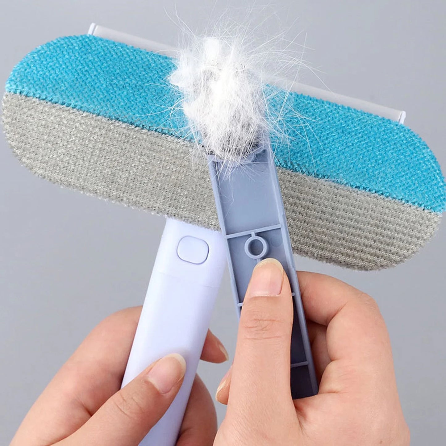 4-In-1 Pet Hair Remover with 17" Extra Long Handle, Cat & Dog Hair Removal Tool for Furniture, Carpet, Clothes, Bedding, Car Seats, Tile & Hardwood Floors - Reusable & Washable