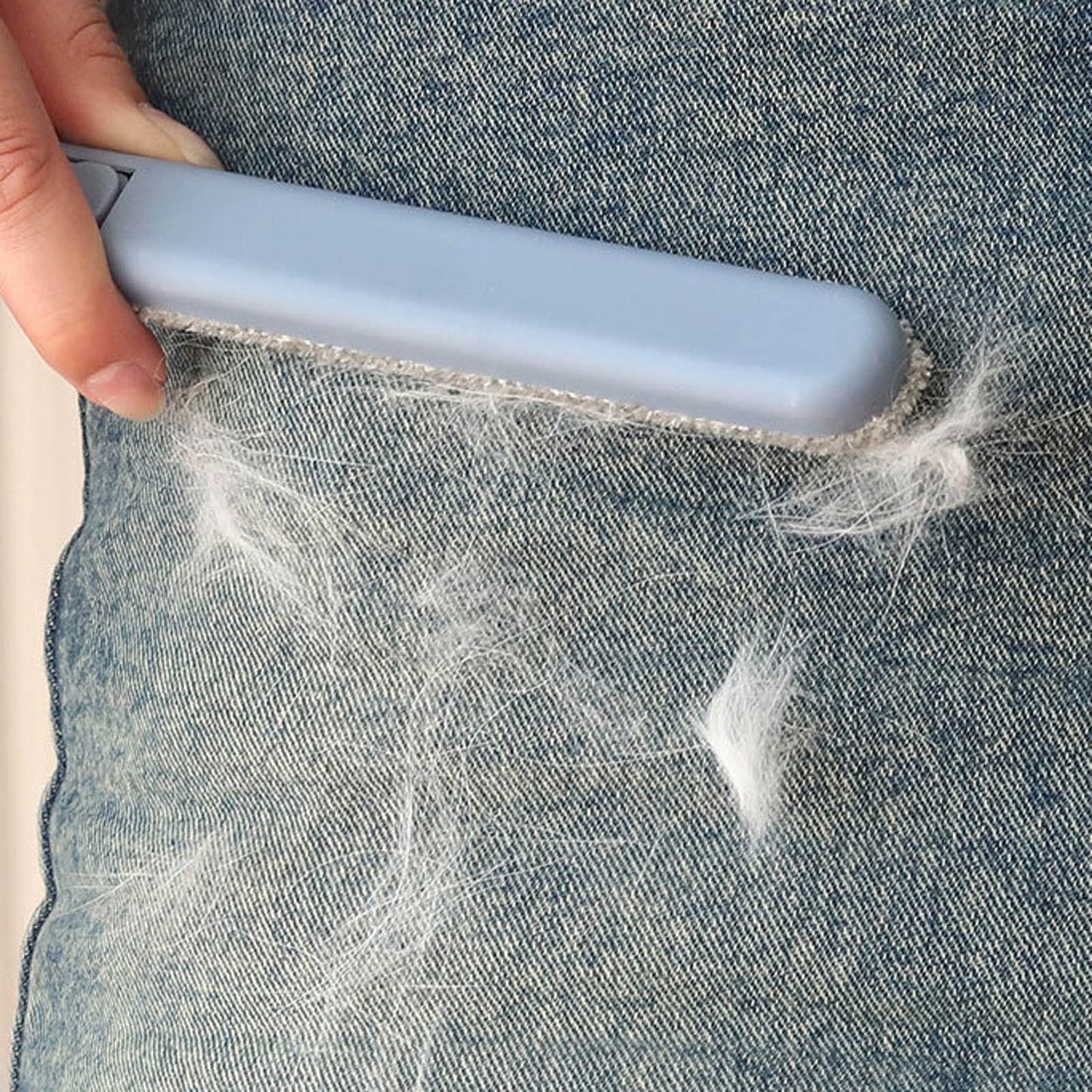 4-In-1 Pet Hair Remover with 17" Extra Long Handle, Cat & Dog Hair Removal Tool for Furniture, Carpet, Clothes, Bedding, Car Seats, Tile & Hardwood Floors - Reusable & Washable