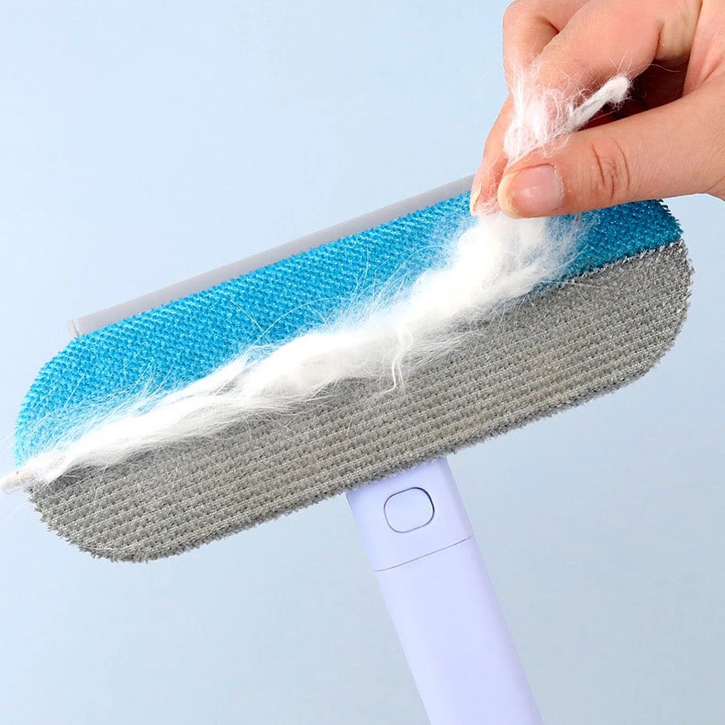 4-In-1 Pet Hair Remover with 17" Extra Long Handle, Cat & Dog Hair Removal Tool for Furniture, Carpet, Clothes, Bedding, Car Seats, Tile & Hardwood Floors - Reusable & Washable