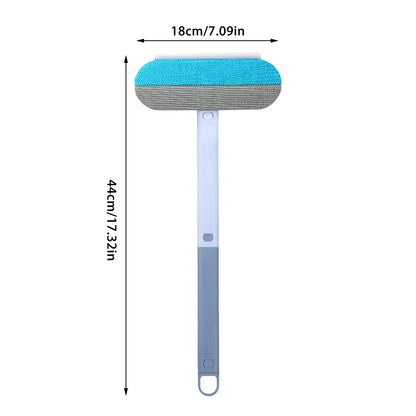 4-In-1 Pet Hair Remover with 17" Extra Long Handle, Cat & Dog Hair Removal Tool for Furniture, Carpet, Clothes, Bedding, Car Seats, Tile & Hardwood Floors - Reusable & Washable